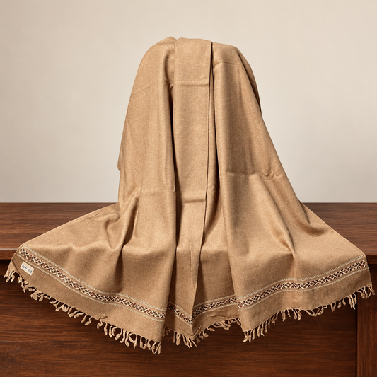 Nowbahar 64 — The Signature Shawl, Handmade & Pure Woolen Color Classic Camel Brown NB-117