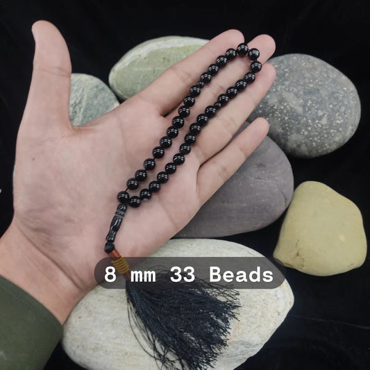 Black Aqeeq Stone Tasbih 8 mm Size / 33 Beads