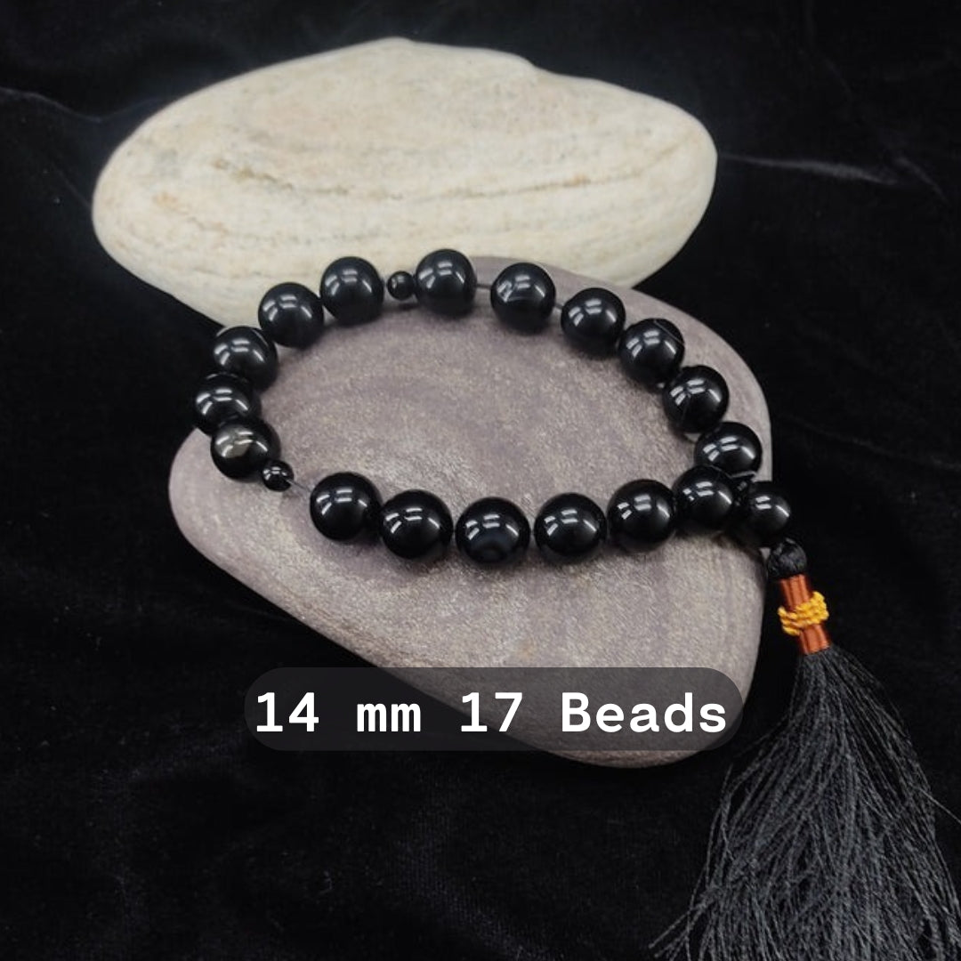 Black Aqeeq Tasbih 14 mm/ 17 Beads
