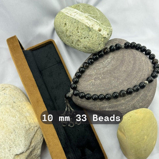 Black Aqeeq Tasbih 10mm/33 Beads
