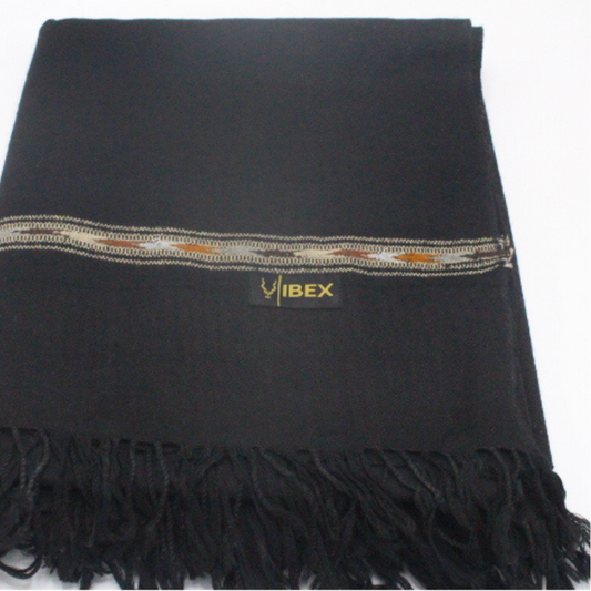 Swati Strip Black Handmade Wool Shawl