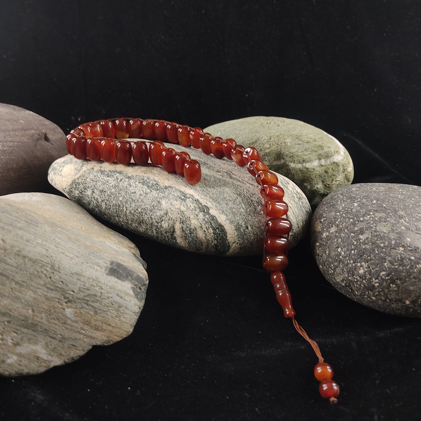 Yamni (Red) Aqeeq Stone Tasbeeh Turkish Style 12mm/33 Beads