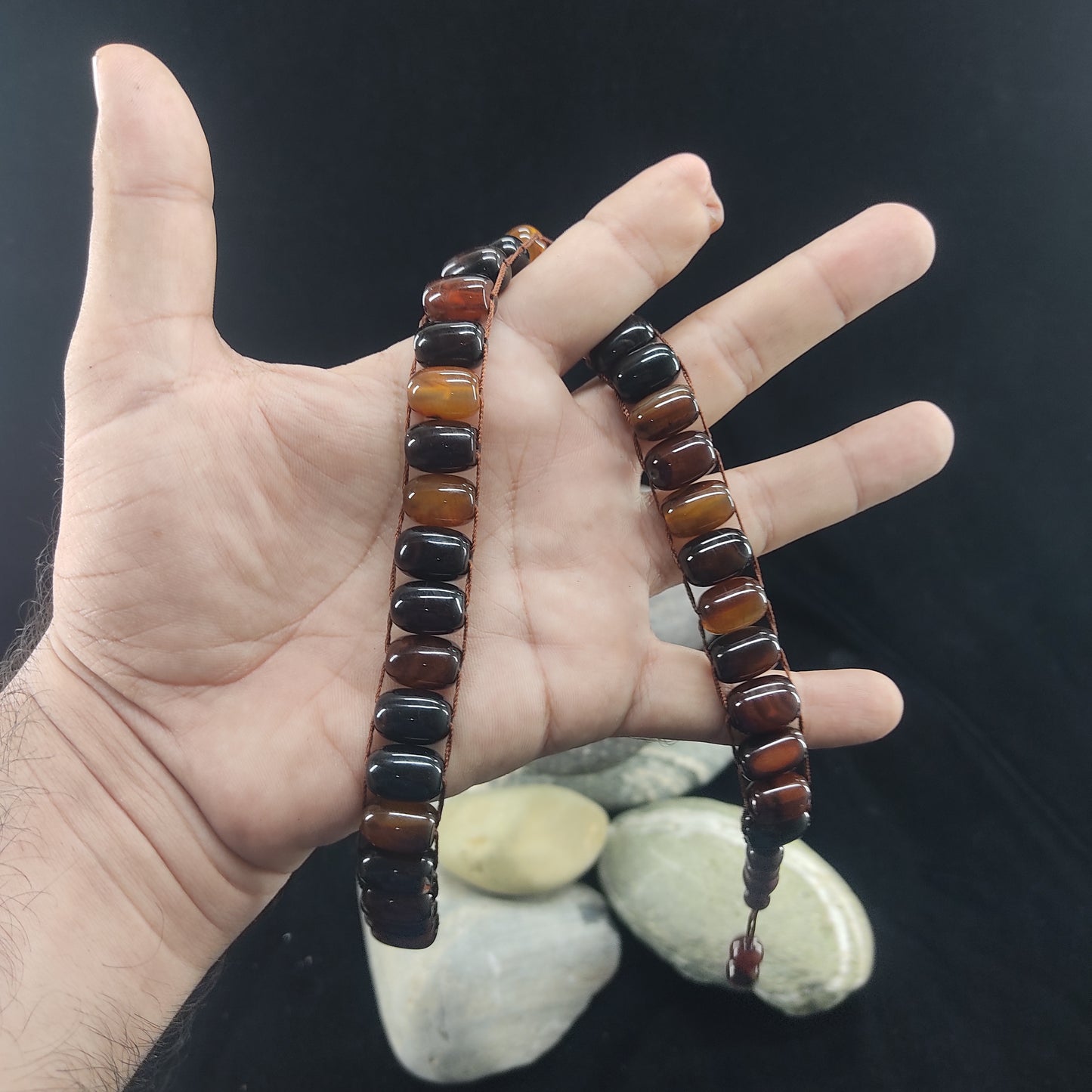 Brown Aqeeq Stone Tasbeeh Turkish Style 12mm/33 Beads