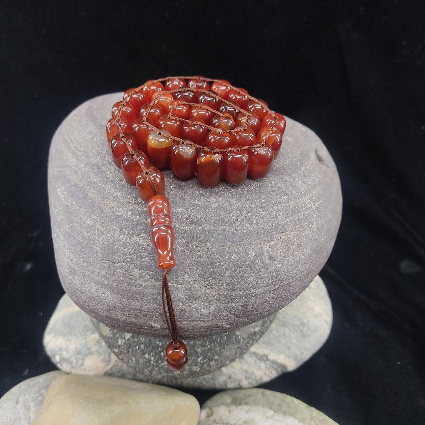 Yamni (Red) Aqeeq Stone Tasbeeh Turkish Style 12mm/33 Beads