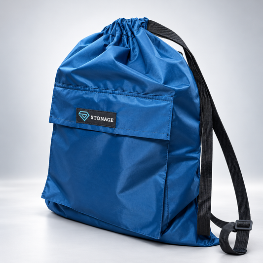 Premium Double-Lined Drawstring Bag – Adjustable, Water-Resistant, All-Purpose for Hajj Umrah, College, Gym & Daily Use Blue Color