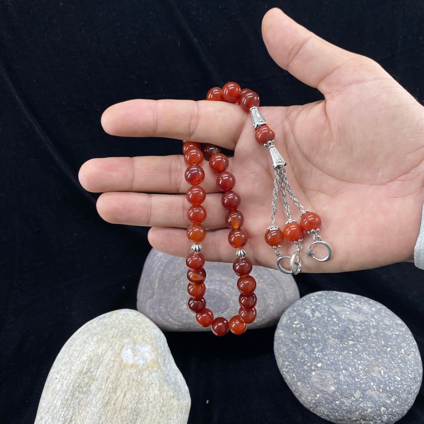 Red Aqeeq Stone Tasbih 10mm/33 Beads