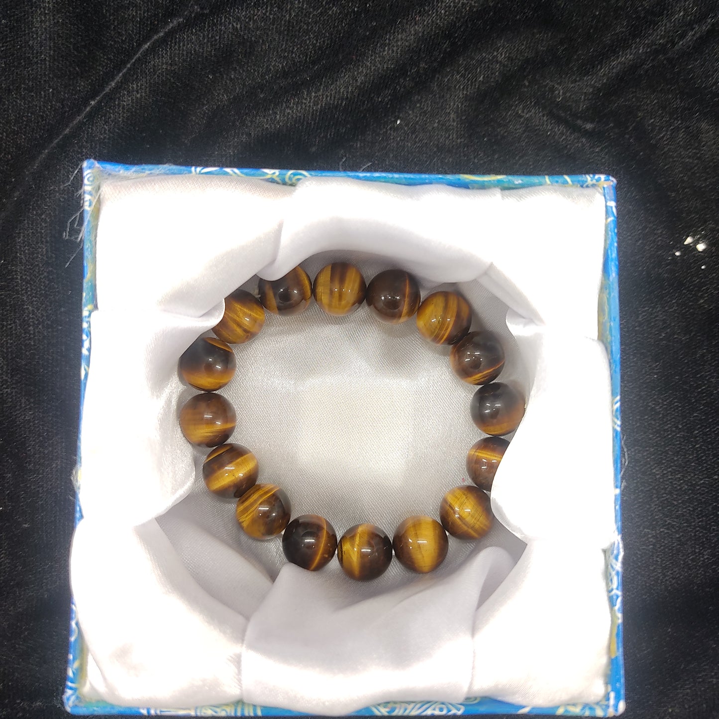 Tiger Eye Stone Unisex Bracelet – Free Size Fit for All( 16 Beads ,12mm size)
