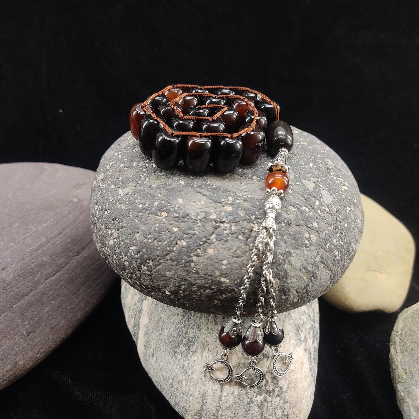 Brown Aqeeq Stone Tasbeeh Turkish Style 12mm/21 Beads