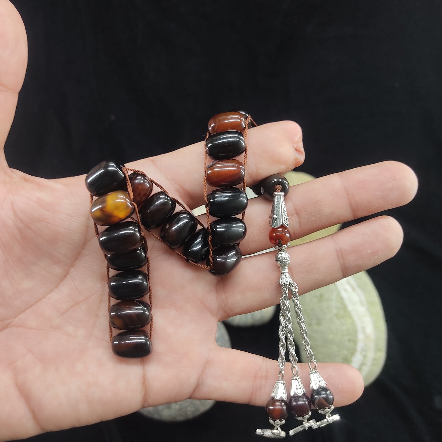 Brown Aqeeq Stone Tasbeeh Turkish Style 12mm/21 Beads