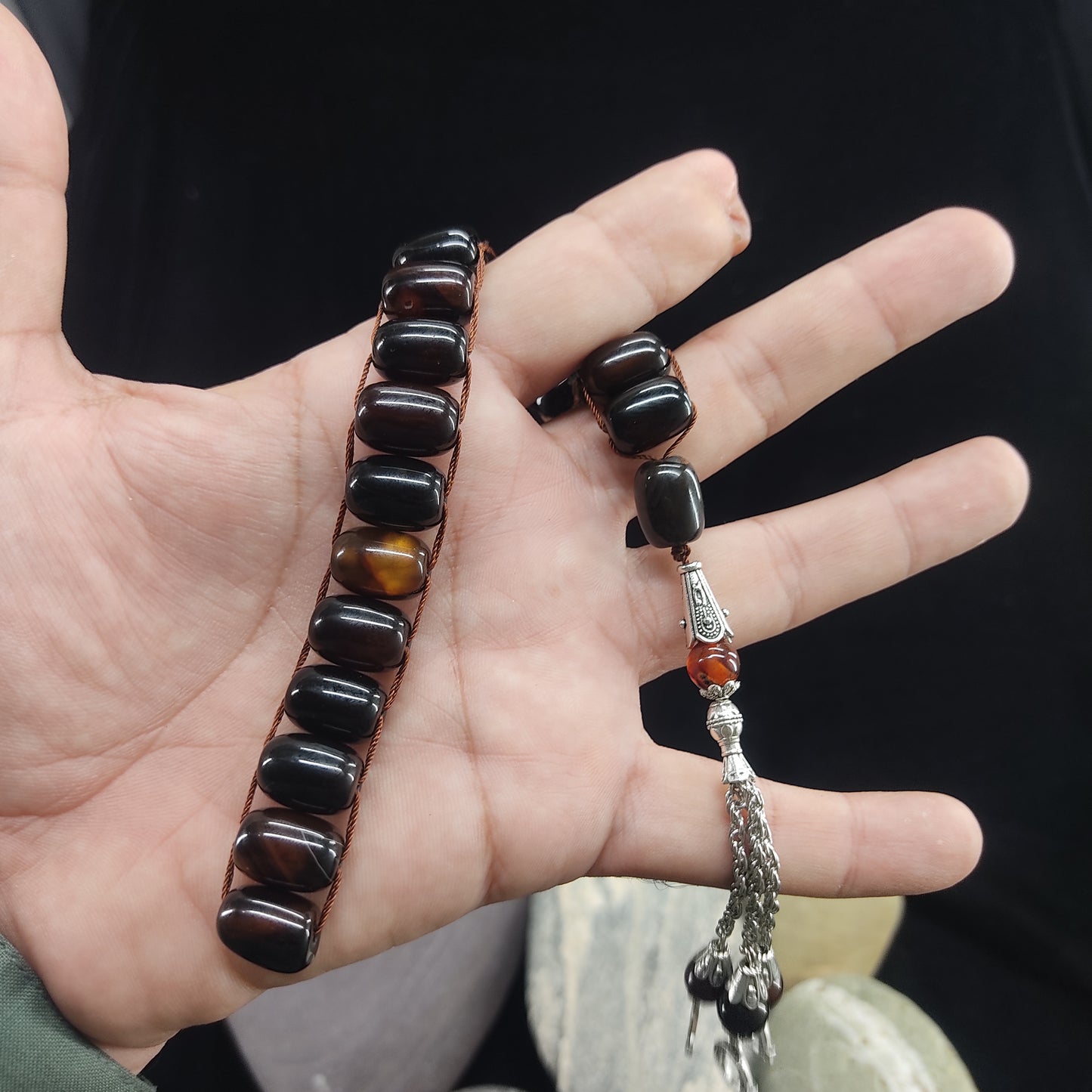 Brown Aqeeq Stone Tasbeeh Turkish Style 12mm/21 Beads