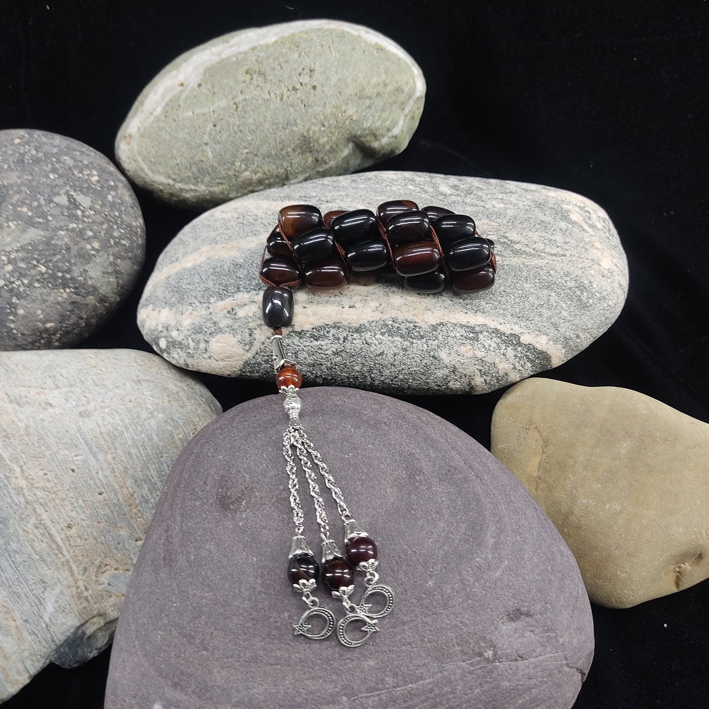 Brown Aqeeq Stone Tasbeeh Turkish Style 12mm/21 Beads