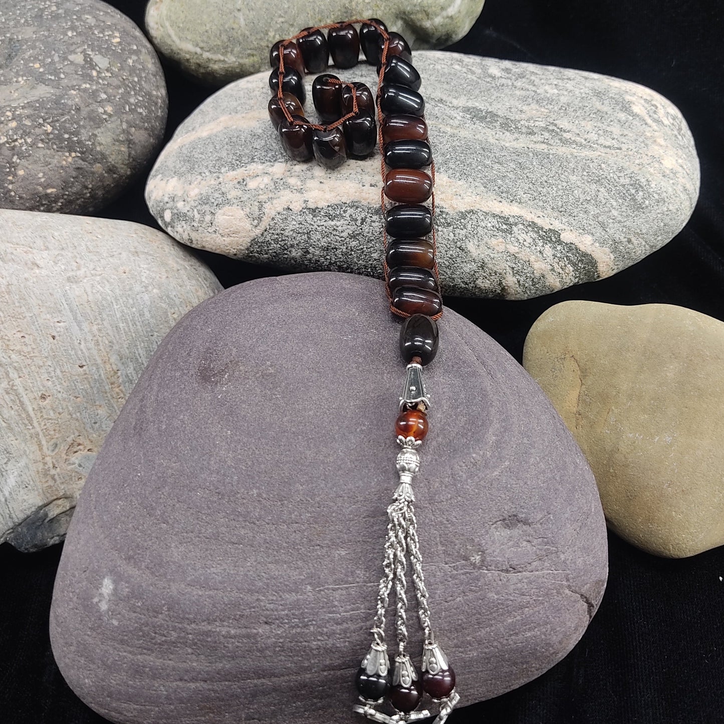 Brown Aqeeq Stone Tasbeeh Turkish Style 12mm/21 Beads