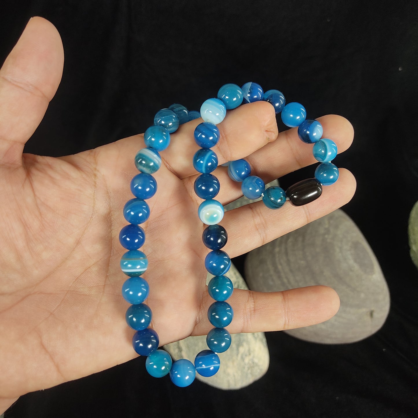 Blue Aqeeq Tasbeeh Bracelet 10mm Size