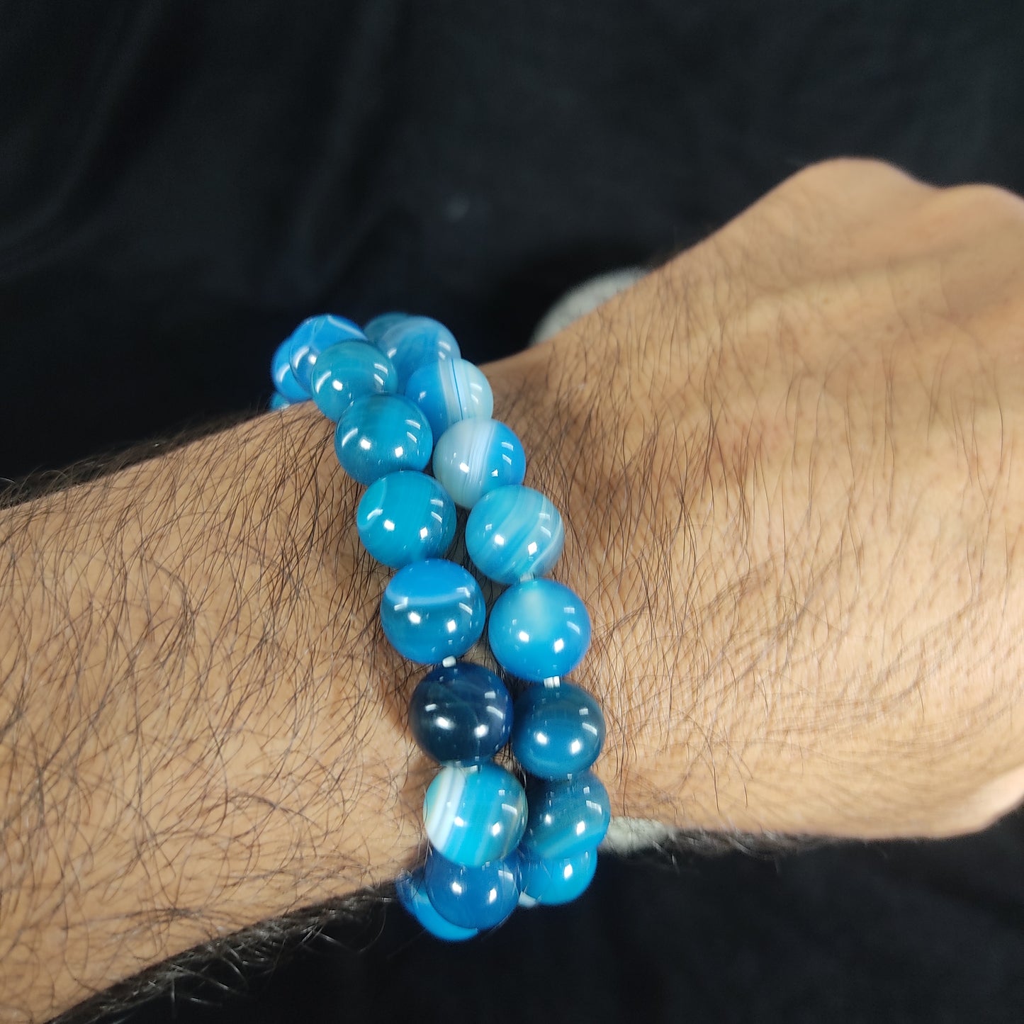 Blue Aqeeq Tasbeeh Bracelet 10mm Size