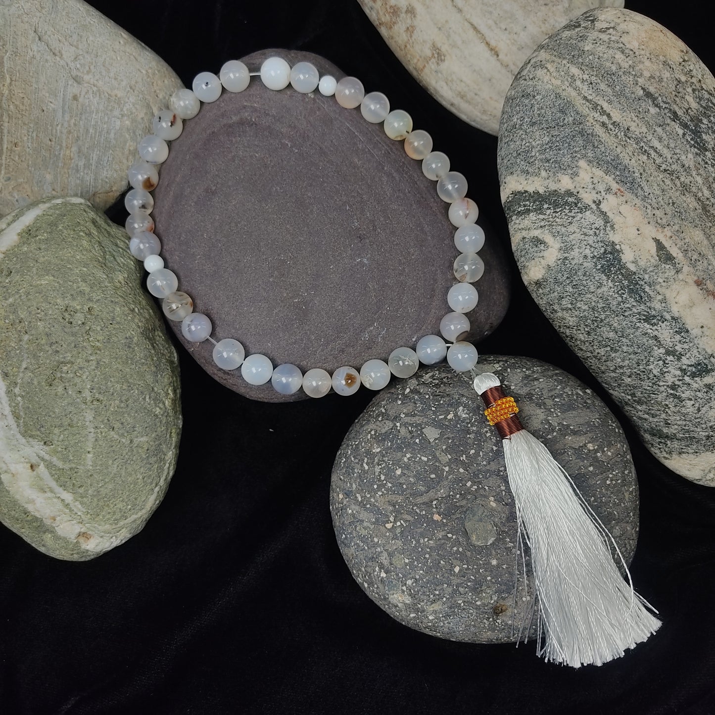 White Aqeeq Stone Tasbeeh