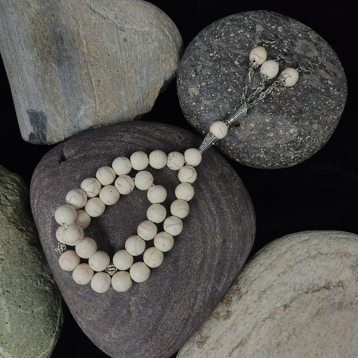 White Feroza Tasbih 10mm/33 Beads