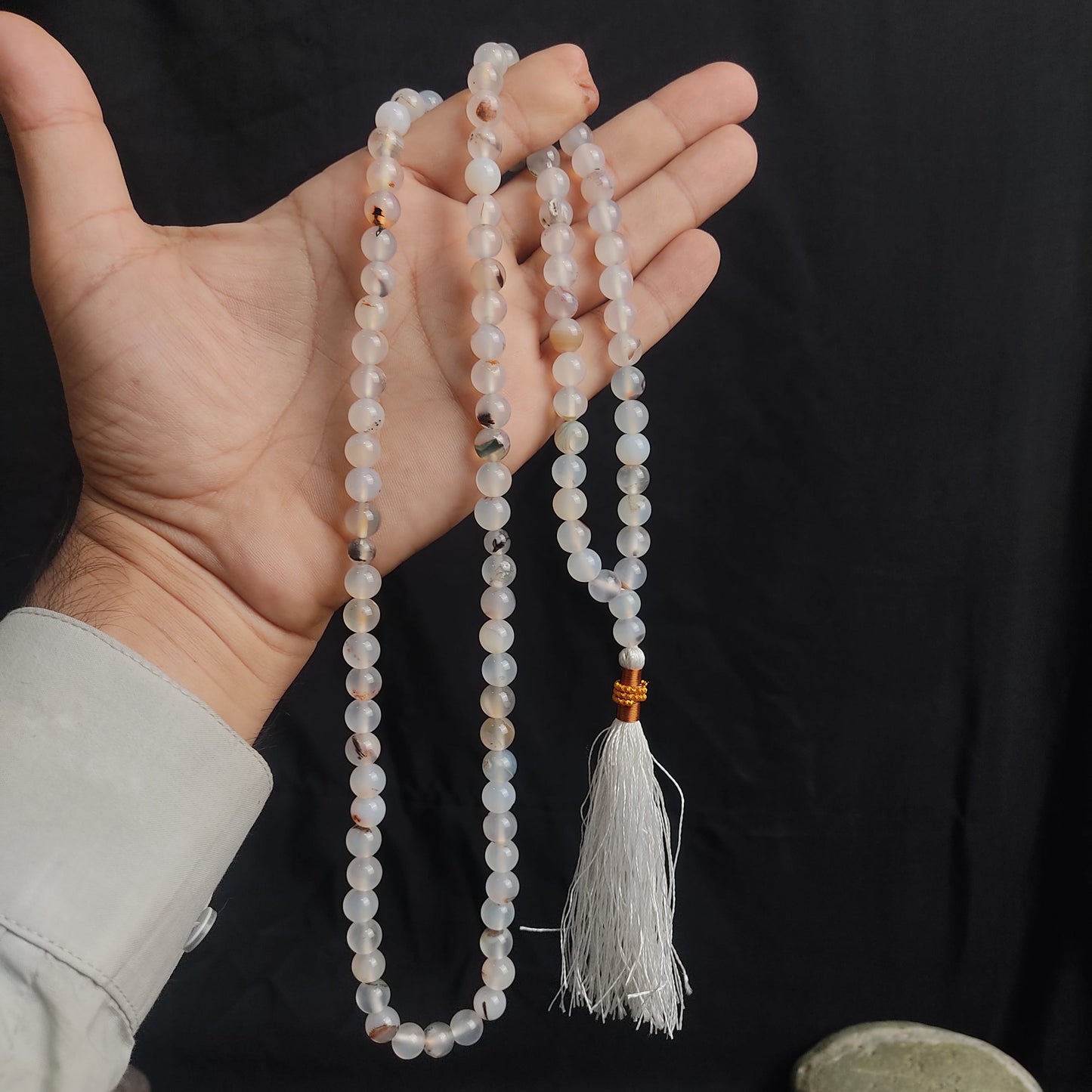White Aqeeq Stone Tasbeeh Collection.