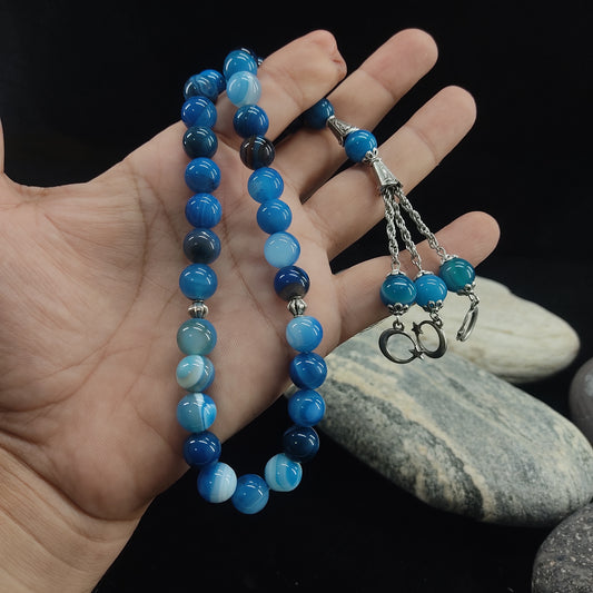 Blue Aqeeq Tasbih 10mm/33 Beads