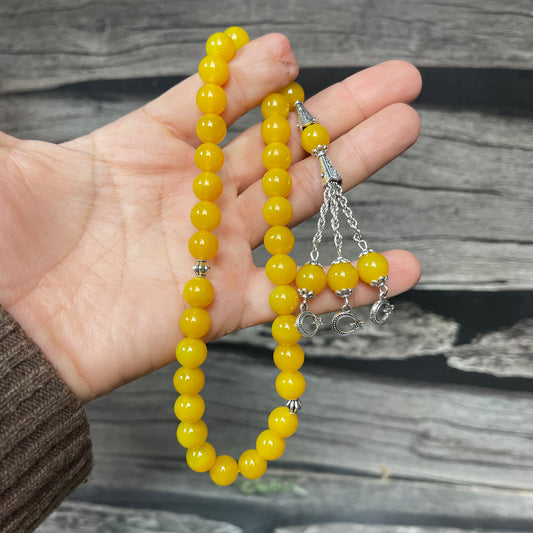 Zard Aqeeq Stone Tasbih 10mm/33 Beads