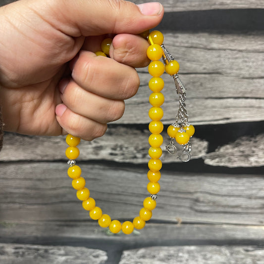 Zard Aqeeq Stone Tasbeeh Collection, Natural Original Gem-stone