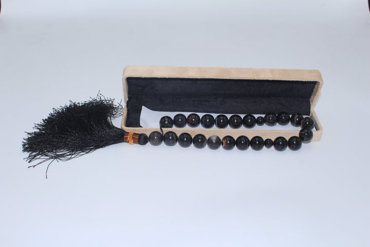 Black Aqeeq Tasbih 16 mm/17 Beads