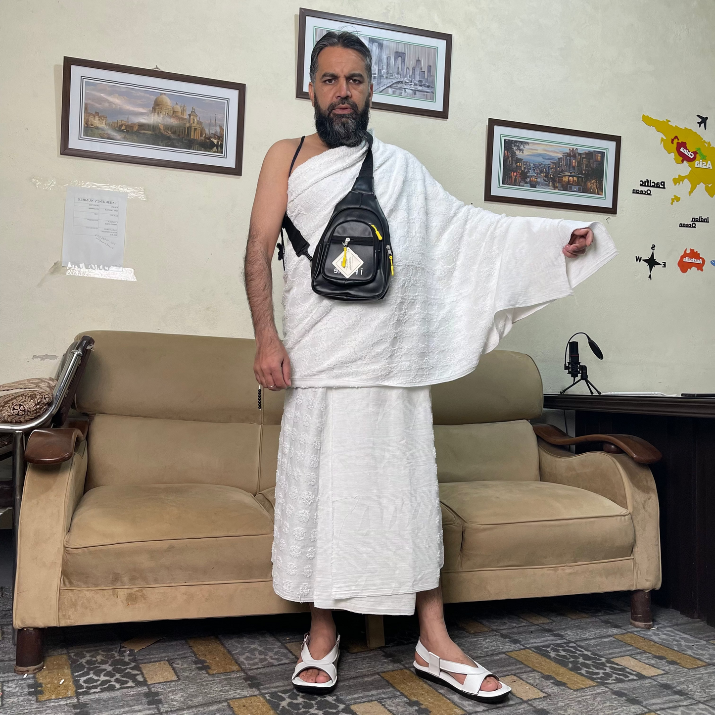 3 in 1, Hajj & Umrah Essentials –( Premium Ihram + Comfort Slipper + Ihram Belt )