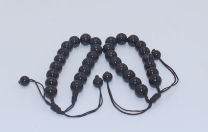 Black Aqeeq Stone Bracelet for Him and Her (16 beads, 10mm size)