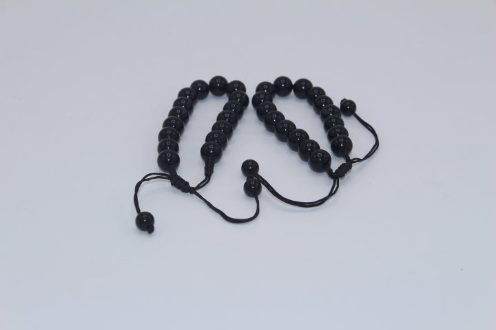 Black Aqeeq Stone Bracelet for Him and Her (16 beads, 10mm size)