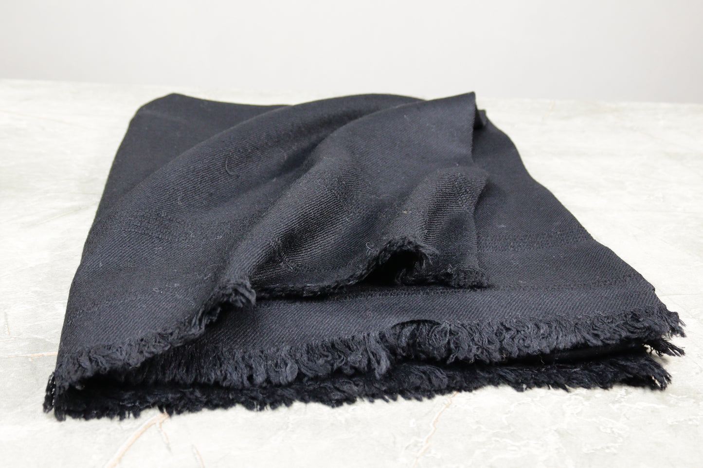 Swati Plain Jet Black Handmade Wool Shawl