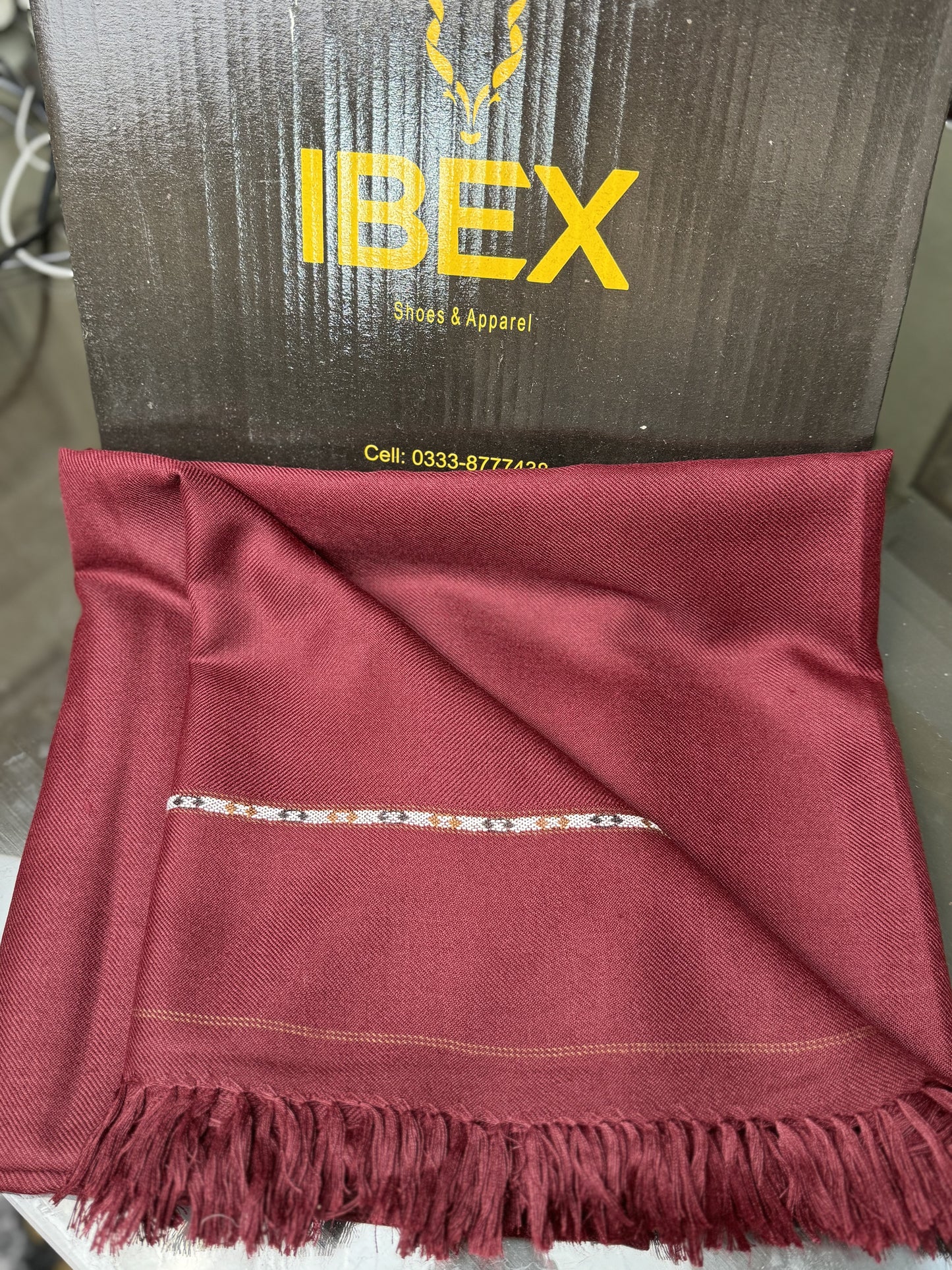 Pashmina Mahroon Swati Shawl 370gms