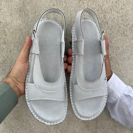 Hajj & Umrah Special Slippers, (Handmade, Anti slip, All Day Comfort) Light Grey Color