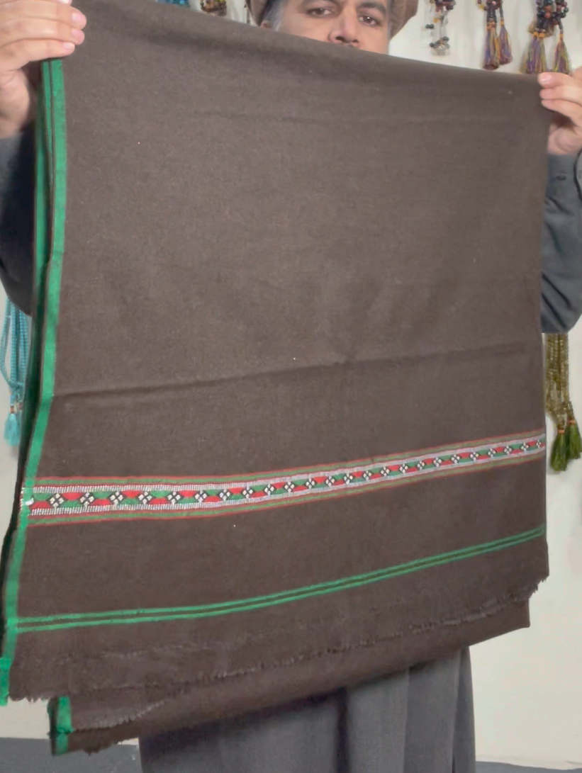 Herati - Handmade Wool Shawl, Chocolate-Brown