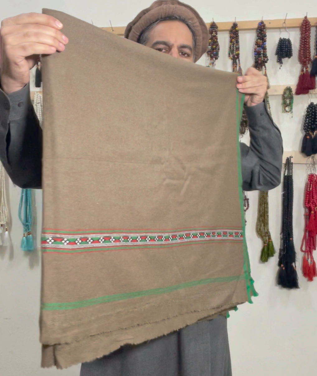 Herati - Handmade Wool Shawl, Light Brown-Brown