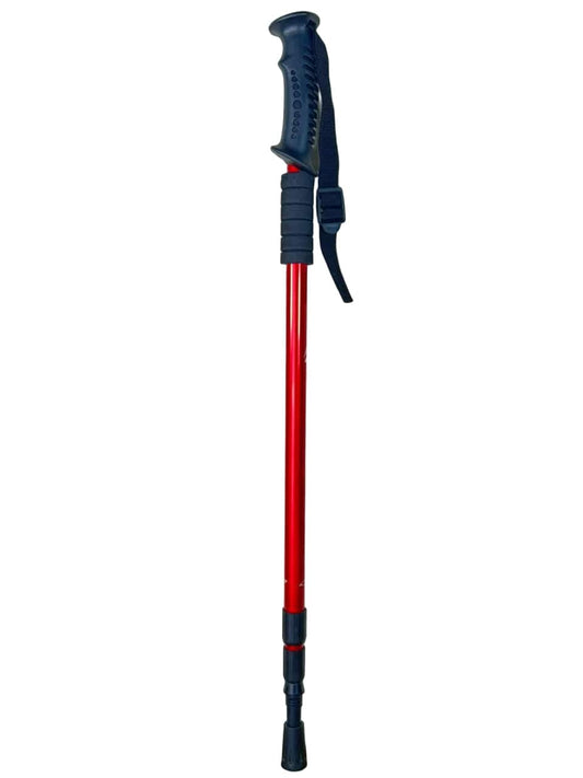 Hiking Stick -Aluminum -Shock Absorbing– High-Stability & Durable Support (Red) Straight-Grip