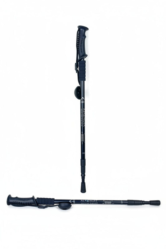 Hiking Stick-Aluminum -Shock Absorbing Trekking Pole – High-Stability & Durable Support ( Black ) Straight-Grip
