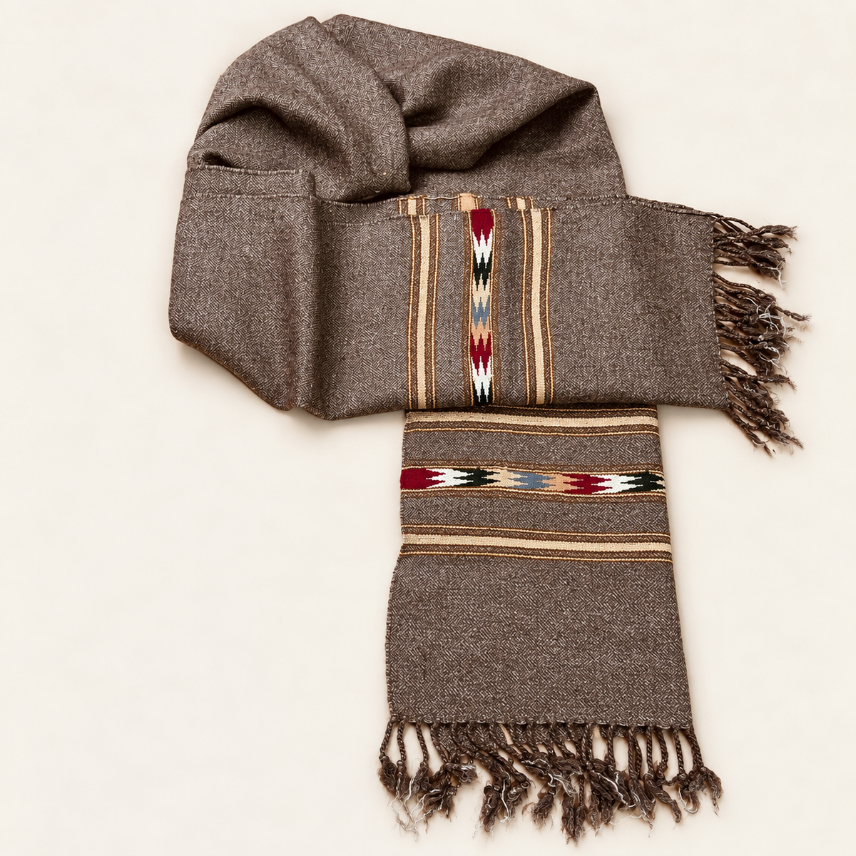Handmade Soft , Wool Mufflers- Brown