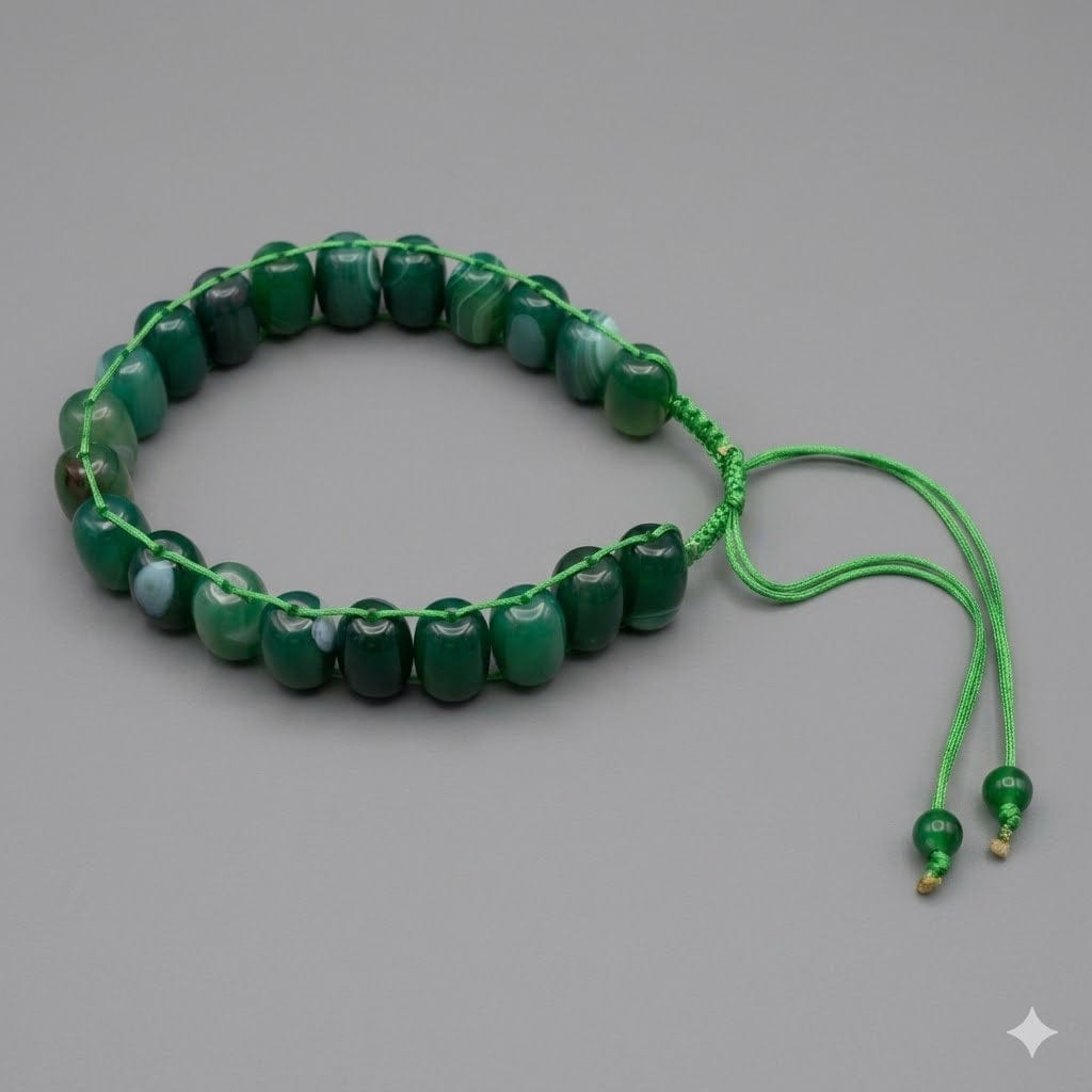 Turkish Round Green Aqeeq Stone Tasbeeh 21 Beads , Natural Original Gem-stone