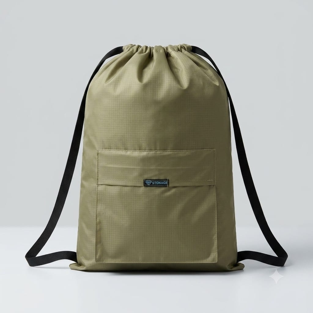 Single, Drawstring Bag – , Waterproof, All-Purpose for Hajj Umrah College/Uni , Gym & Daily Use (Khaki)