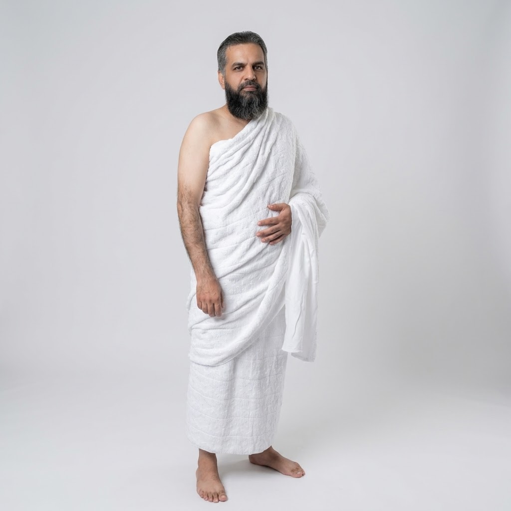 Zero Twist Pure Cotton Ihram (2 Pieces) – Super Soft & Absorbent Double-Sided Towels,