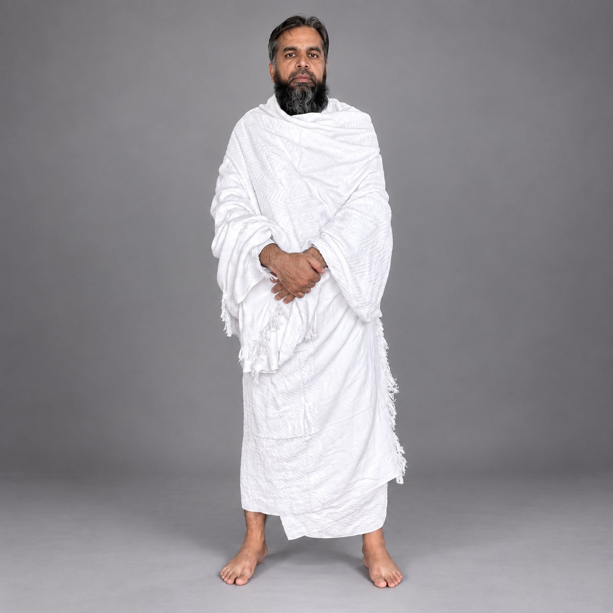 Pure Cotton Zig-Zag Pattern Towel Ihram Set (2 Pieces) – Soft & Absorbent Double-Sided