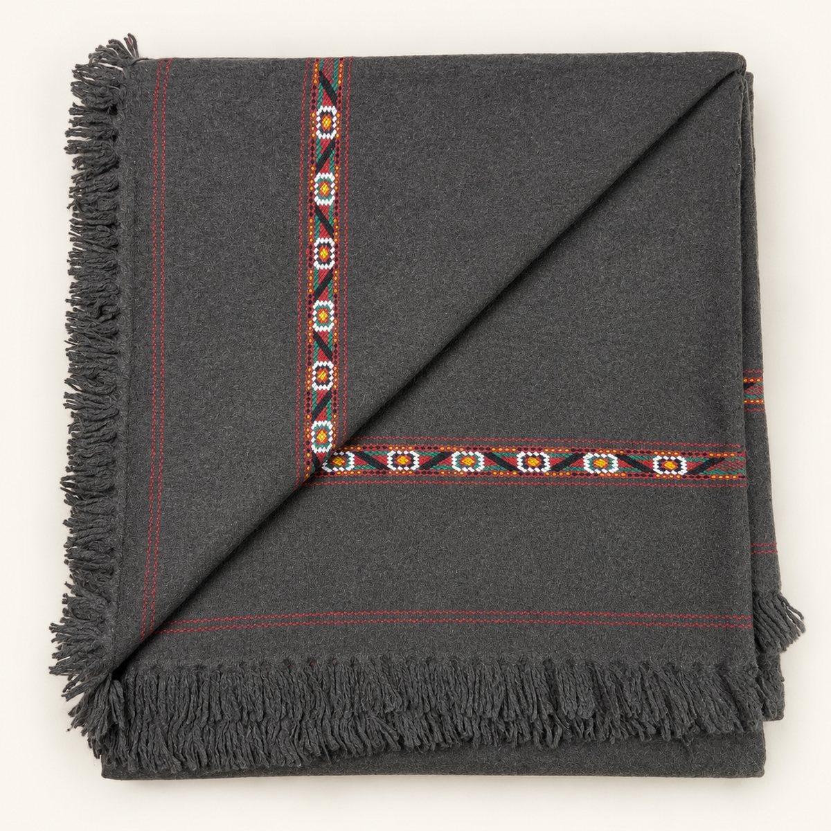 Herati - Handmade Wool Shawl, Dark Brown