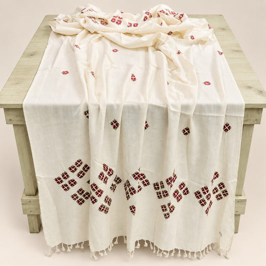 Mehrun — Kani Handmade Kashmiri Pure Wool Shawl Off-white Color (LKS-06)