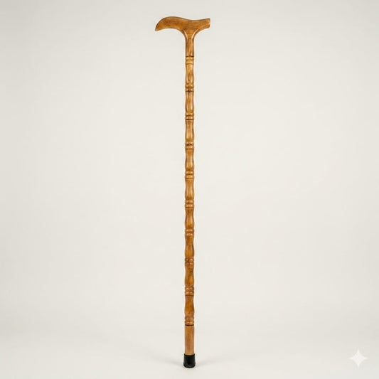 Premium Shahtoot Wood Walking Cane – Classic Brown (Derby T Sahpe handle)
