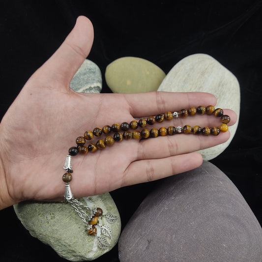 Tiger Eye Aqeeq Stone Tasbeeh (عین النمر تسبیح), Natural Original Gem-stone