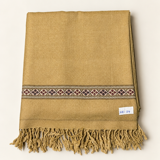Nowbahar 64 — The Signature Shawl, Handmade & Pure Woolen  Color Golden Camel  NB-114