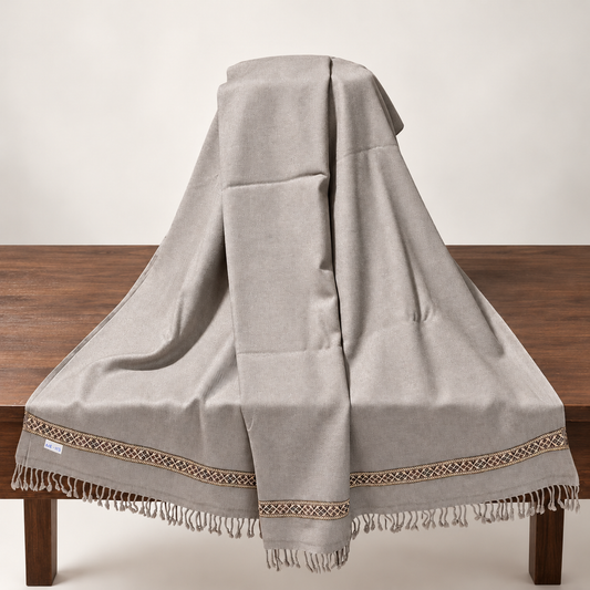Nowbahar 64 — The Signature Shawl, Handmade & Pure Woolen  Color Warm Grey   NB-113