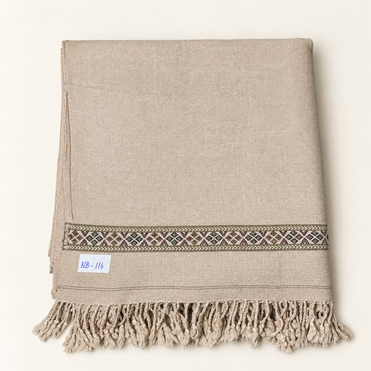 Nowbahar 64 — The Signature Shawl, Handmade & Pure Woolen  Color Light Beige  NB-116