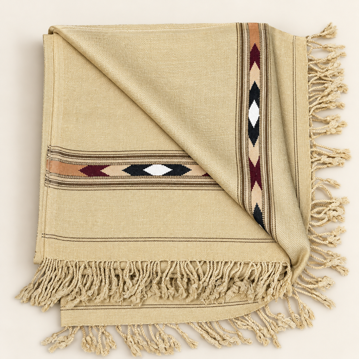 Stonage Sadabahar Swati Kaadi Shawl , Pure and Original Woolen,  Light Camel SB-102