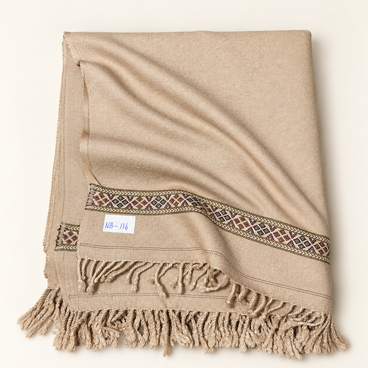 Nowbahar 64 — The Signature Shawl, Handmade & Pure Woolen  Color Light Beige  NB-116