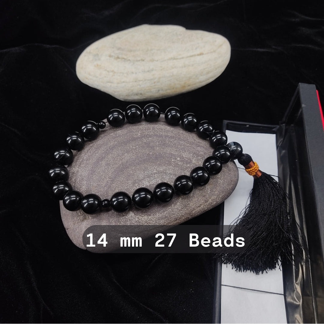 Black Aqeeq Tasbih 14 mm/ 17 Beads
